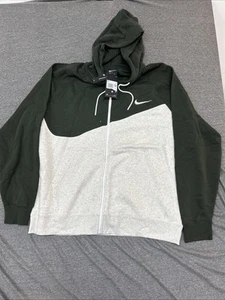 Nike Mens Full Zip XXL 2XL Swoosh Hoodie CZ4924 141 Olive Green Sail White - Picture 1 of 6