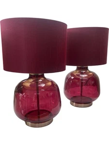 Next Modern Red Table Lamps Pair Gold Interior Shade Contemporary Homeware - Picture 1 of 4