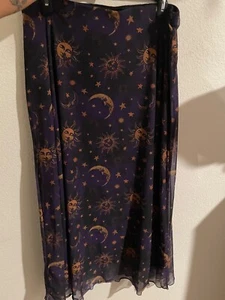 Cosmic Aura Maxi Skirt purple moon and stars Hot Topic - Picture 1 of 7