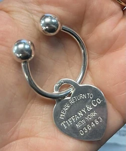 Tiffany & Co. Sterling Silver "RETURN TO TIFFANY" Heart Key Ring - Picture 1 of 7