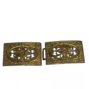 Antike viktorianische deutsche Art Deco Gürtelschnalle Damen goldfarben gemarkt - Bild 1 von 10