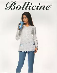 PIGIAMA DONNA TERMO COTONE SCOLLO V FANTASIA BOTTONI FIOCCHIBOLLICINE ART.NINFA - Imagen 1 de 4
