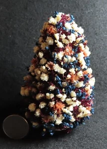 Weihnachtsbaum Burgunder Blau Pfirsich Weiß Trockenblumen Blume 1:12 OOAK 3872 - Bild 1 von 6