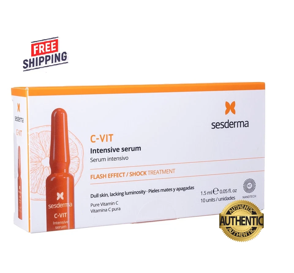 Sesderma C-Vit Intensive Serum Ampolas 10 x 0,05 fl oz VENDEDOR DOS EUA VALIDADE 01/2028 - Imagem 1 de 3