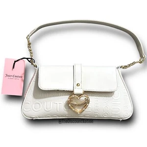 Borsa a tracolla Juicy Couture My Heart Will Go On Flap Bag bianca nuova con etichetta - Foto 1 di 7