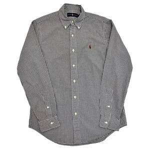 Ralph Lauren Shirt Check Blue Mens S Long Sleeve 100% Cotton Button Up - Picture 1 of 9
