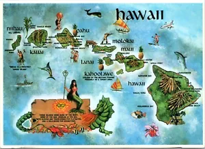 AK Karte Hawaii - Kartographie schönste Inselkette - Bild 1 von 2