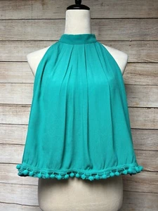nwt Lovers + Friends Botanic A-Line Crop Top Sz M Pop-Pom Palm Green Revolve - Picture 1 of 12