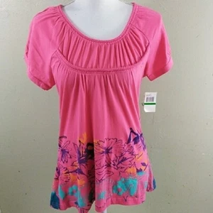 Currants Peasant Style Top with Floral Border - Jr. L - NWT - Picture 1 of 9