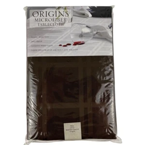 Origins Microfiber Tablecloth Chocolate 90in Round Spill Proof Wipes Clean - Picture 1 of 5