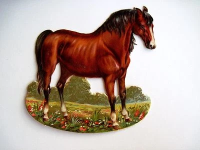 Impresionante troquelado victoriano vintage de "caballo mecedor" impreso en Alemania (N)* Foto 1 de 3