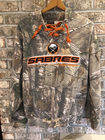 Mens NHL Buffalo Sabres Camo Camouflage Hoodie Sweatshirt Green Size Small Cover