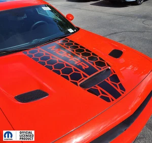 Fits 2019-2024 Dodge Challenger Hood Stripe Vinyl Decal Honey Center Mopar - Bild 1 von 6
