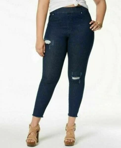 HUE Nuevo Mujeres RODILLA RASGADA DENIM Azul Skimmer Cintura Elástica Talla S NUEVO CON ETIQUETAS _ B4D1 - Imagen 1 de 5