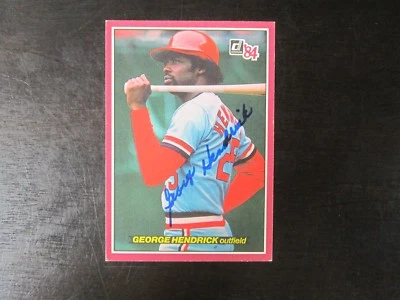 1984 Donruss Action All Star # 32 George Hendrick Autograph / Signed Card - Image 1 of 2