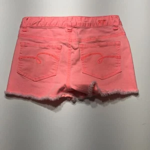 Justice Shorts Girls Size 14 Pink Cut Off Raw Denim Stretch Casual Walking - Picture 1 of 12