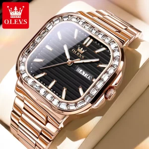 OLEVS Men's Quartz Watch Diamond Bezel Luxury Auto Date Waterproof Luminous - Picture 1 of 19