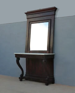 Mobile console con specchiera Carlo X genovese in mogano, '800! - Foto 1 di 21