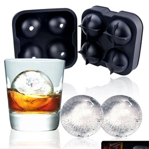 2x Whiskey Ice Ball Iced Maker Mold Sphere Mould Party Tray Round Bar Silicone - Picture 1 of 9