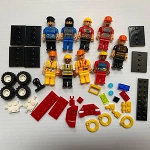 Block Tech Minifigure Lot of 9 Toy Figures Tires City Construction Police FLAWS - Picture 1 of 3
