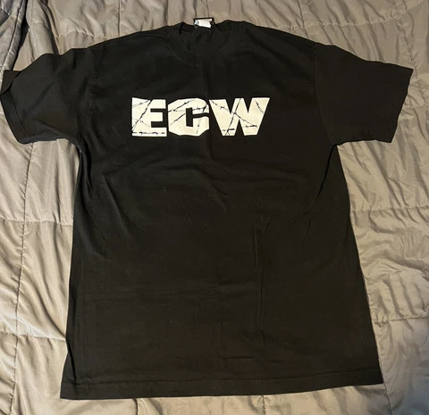Vtg ECW Logo WWE Shirt Official Size Large L Rob Van Dam Sandman Sabu Heyman Cover