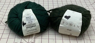 Rowan Drift Cascade Lana Grande Merino Перуанская Шерстяная Зеленая пряжа лот 2 шара - Изображение 1 из 4