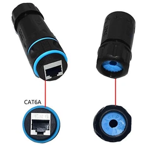 2x Waterproof RJ45 Shielded Female Jack Ethernet IP68 Outdoor LAN Cat6 Connector - Picture 1 of 12