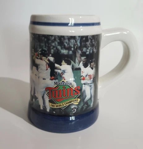 Budweiser Beer Stein Mug World Series Champions 1991 Minnesota Twins Vtg Cover