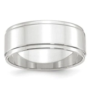 10K White Gold 8mm Flat with Step Edge Band Ring for Mens Size 10.5 - Picture 1 of 7