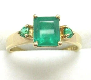 Colombian Emerald Ring 1.14 Cts Square Cut 18K Gold Size 6.75 Fine Jewelry Muzo - Picture 1 of 12
