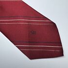 Vintage Christian Dior Tie Red Jacquard Pencil Striped Polyester Silk