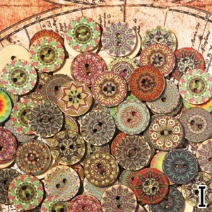 100pcs 20mm 25mm Mix Button Boho Bohemian Ethnic Wooden DIY Crafts Sewing Decor - Picture 1 of 30