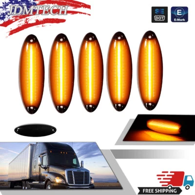 Paquete de 5 luces LED de techo ámbar ahumado para Freightliner Cascadia 2008-up Foto 1 de 4