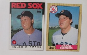 Roger Clemens 2 Card Lot  1986 1987 Topps Red Sox Nm