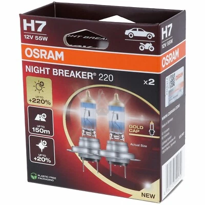 OSRAM H7 Night Breaker 220% More Brightness Power Headlight Lamp DUO BOX - Image 1 of 3