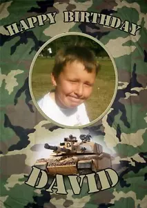 FOTO CARRO ARMATO ESERCITO BAMBINI PERSONALIZZATA COMPLEANNO QUALSIASI OCCASIONE BIGLIETTO AUGURI - Foto 1 di 1