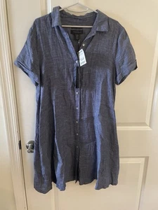 Tahari 100% Linen Short Sleeve Button Down Shirt In Baby Blue Size Large - Picture 1 of 4