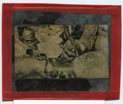 antike Charles Wagner NYC Bowery Mag Maschine Tätowierung Foto Tattoo + Lam ~4x5 - Bild 1 von 2