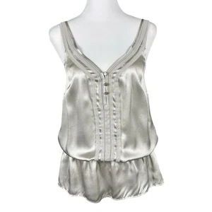 White House Black Market XS Seide Silber Adj Träger Camisole Top Bluse Romantisch - Bild 1 von 13