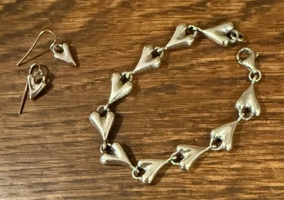 Pulsera de eslabones de corazón de plata esterlina RLM Robert Lee Morris con pendientes a juego Foto 1 de 4