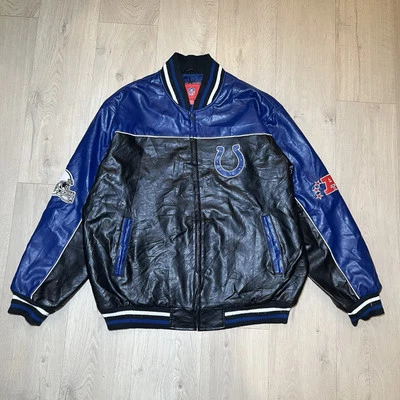 NFL Indianapolis Colts G-III Bomber Varsity Jacket Faux Leather - Size Mens XL - Image 1 of 4