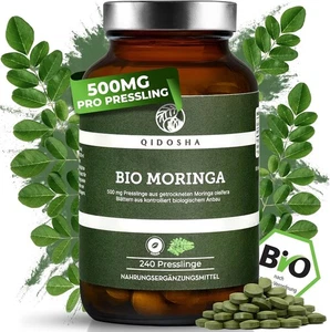 QIDOSHA® Bio Moringa oleifera Presslinge hochdosiert, 240 Stk im Apothekerglas - Bild 1 von 8