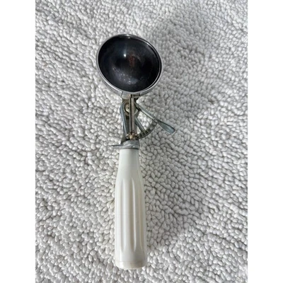 Cuchara de helado vintage mango blanco metal hecho en Japón herramienta de utensilios de cocina Foto 1 de 4