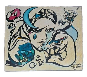 Peinture huile sur toile abstrait grand tableau scène fantastique - Photo 1 sur 8