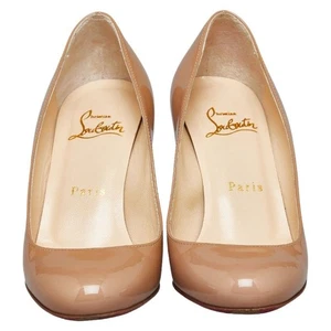 Christian Louboutin decolte semplici tacco beige vernice pelle EU35/US5 donna originale - Foto 1 di 10