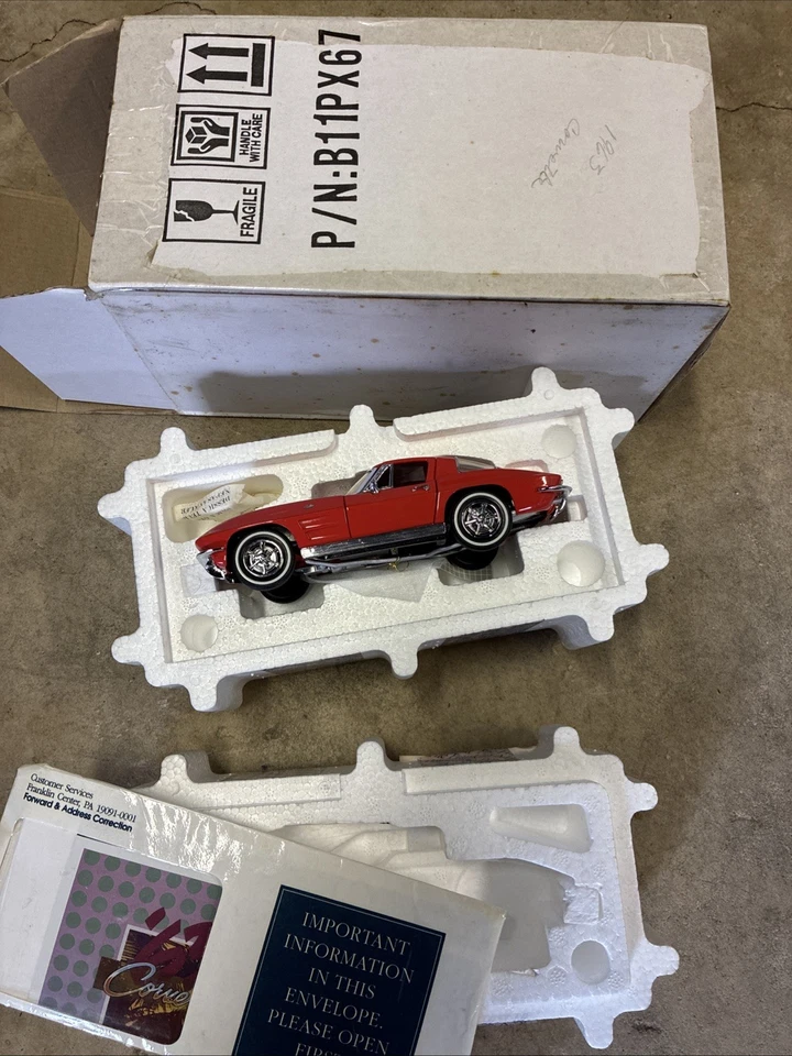 Franklin MINT Diecast 1963 Corvette Split Window Red B11PX67