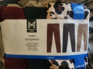 NEW.embers Mark Girls 3 Pack Stretch Pants Size 10/12. Navy, Leopard, And... - Picture 1 of 2