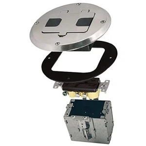 6239NI Floor Kit with Recessed Duplex 15A TR Device and Adjustable Steel Box,... - Picture 1 of 7