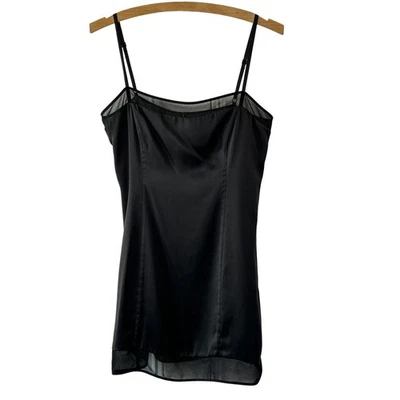 Vestido Fame & Partners negro 100 % seda pequeño negro para mujer talla 2 dobladillo transparente Foto 1 de 4