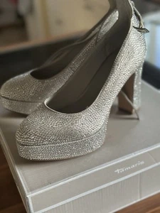 Tamaris Plateau Pumps Strass Gr.37 Luxus Rar Hochzeit Wedding Anschluss - Bild 1 von 9